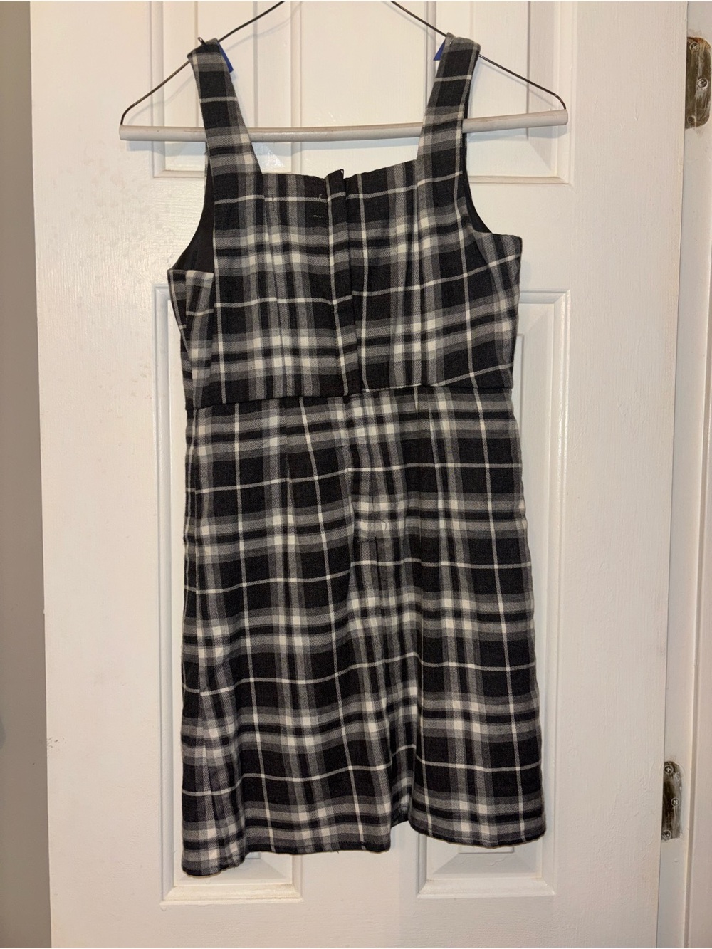 Black & White Plaid Sleeveless Jumper Dress for Girls